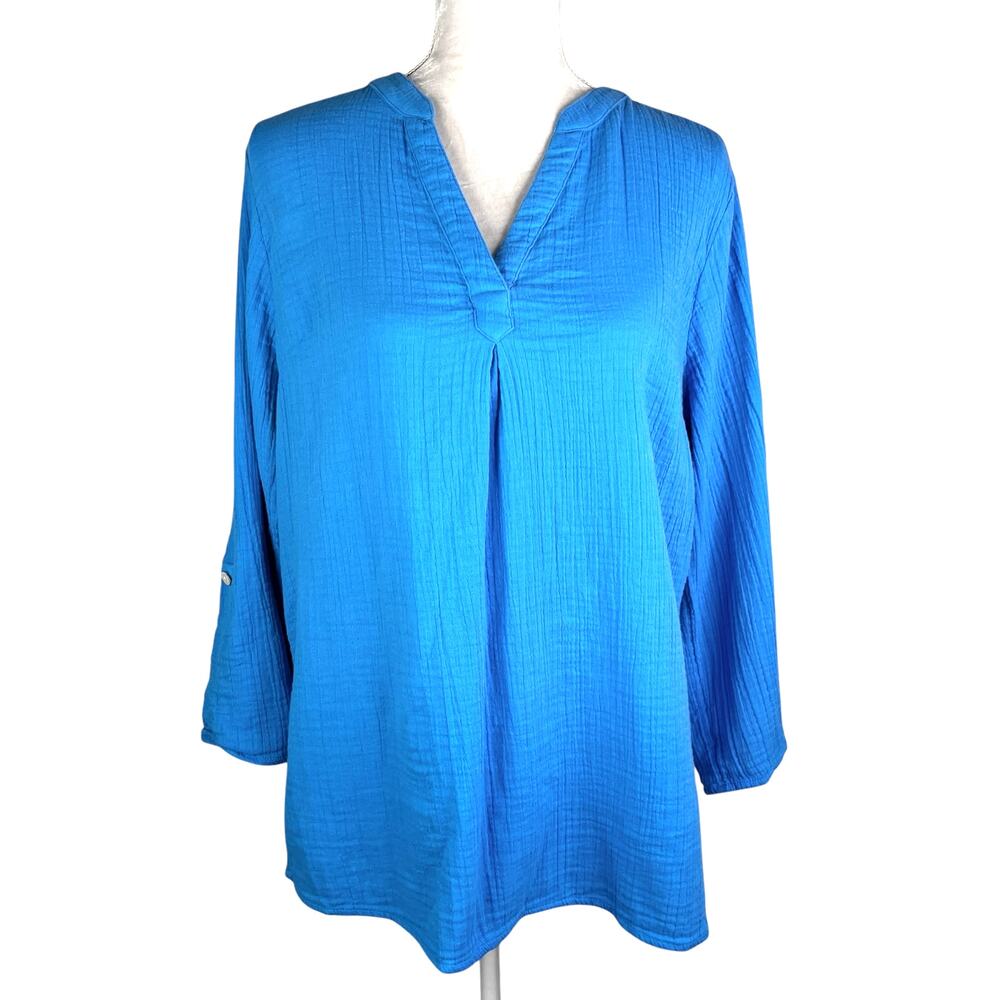 Soft Surroundings Marley Gauze Tunic Medium French Blue